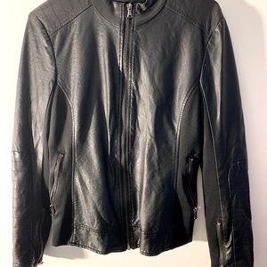 Form fitting vegan leather jacket